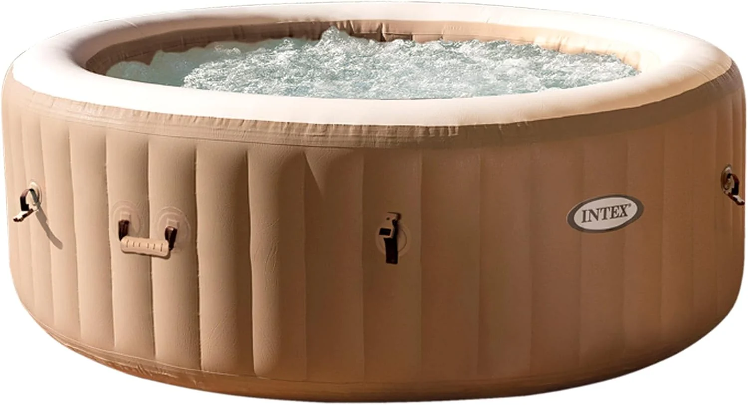 Intex Greywood Deluxe Circular Inflatable SPA, 4 People, Ø196x71, Heater, 140 Air Outlets, Wireless Control Panel App, Filter S2 Cleaner, Salt Chlorinator, Accessories Included (55100)
