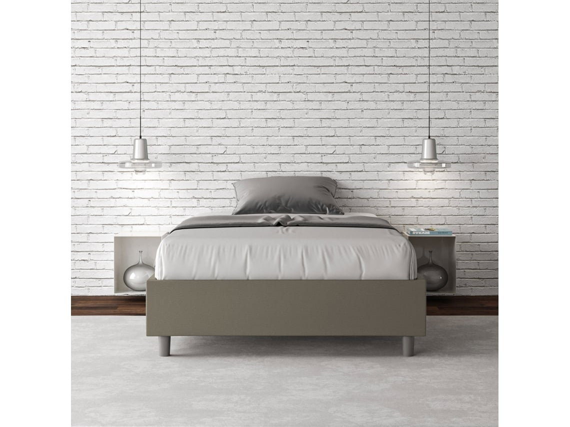 Cama de Corpo e Meio Con Estrado Estofada Sem Cabeceira AzeliaITYHOME (120 x 210 cm - Painéis de Melamina e Couro Sintético)