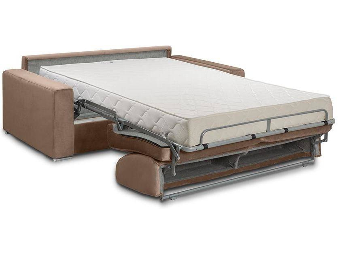 Sofá Cama Calito VENTE-UNIQUE (Bege - Tecido e Veludo - 214x94x85 cm/Dimensões da cama: 160-179 cm)