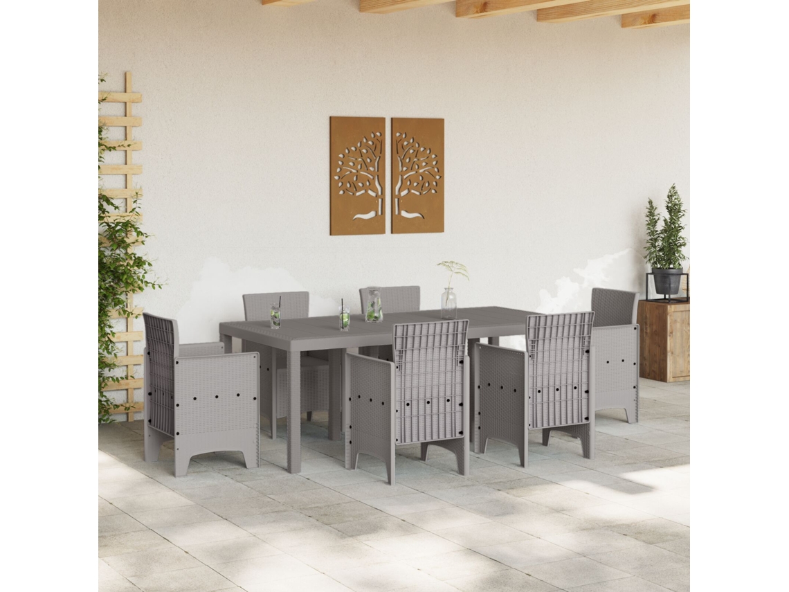 Mesa De Jardim Cinzento Claro 200x100x73 Cm Polirattan Lovely Home