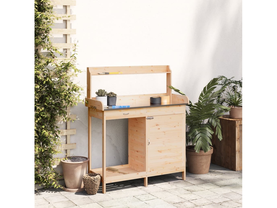 Mesa De Cultivo C/ Armário 110,5x45x124,5 Cm Abeto Maciço