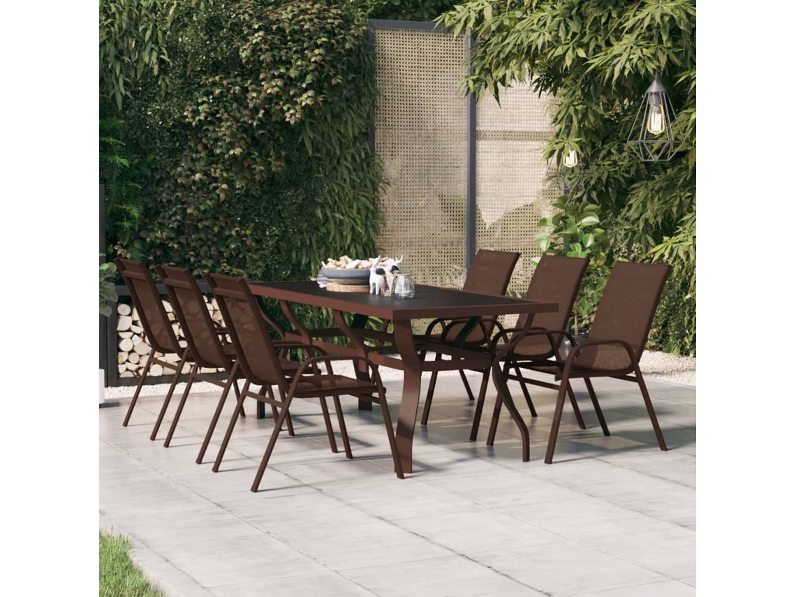 Mesa de jardim VIDAXL Marrom Aço (180x80x70 cm )