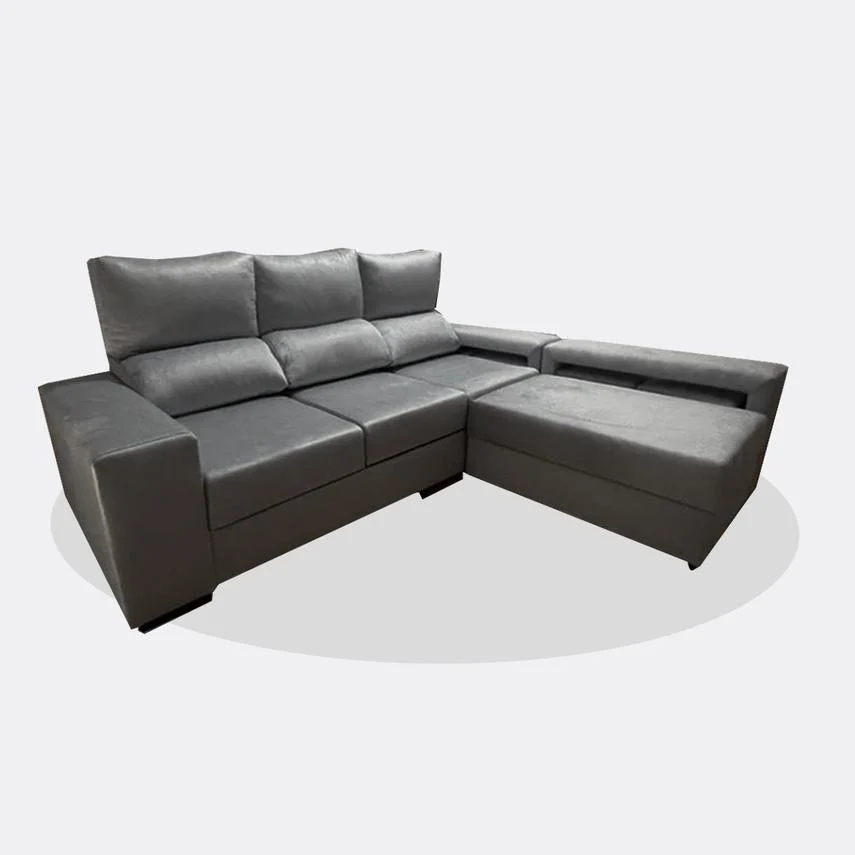Sofá Chaise Longue JAVA - Chaise Amovível - Cinza (240X170 cm)